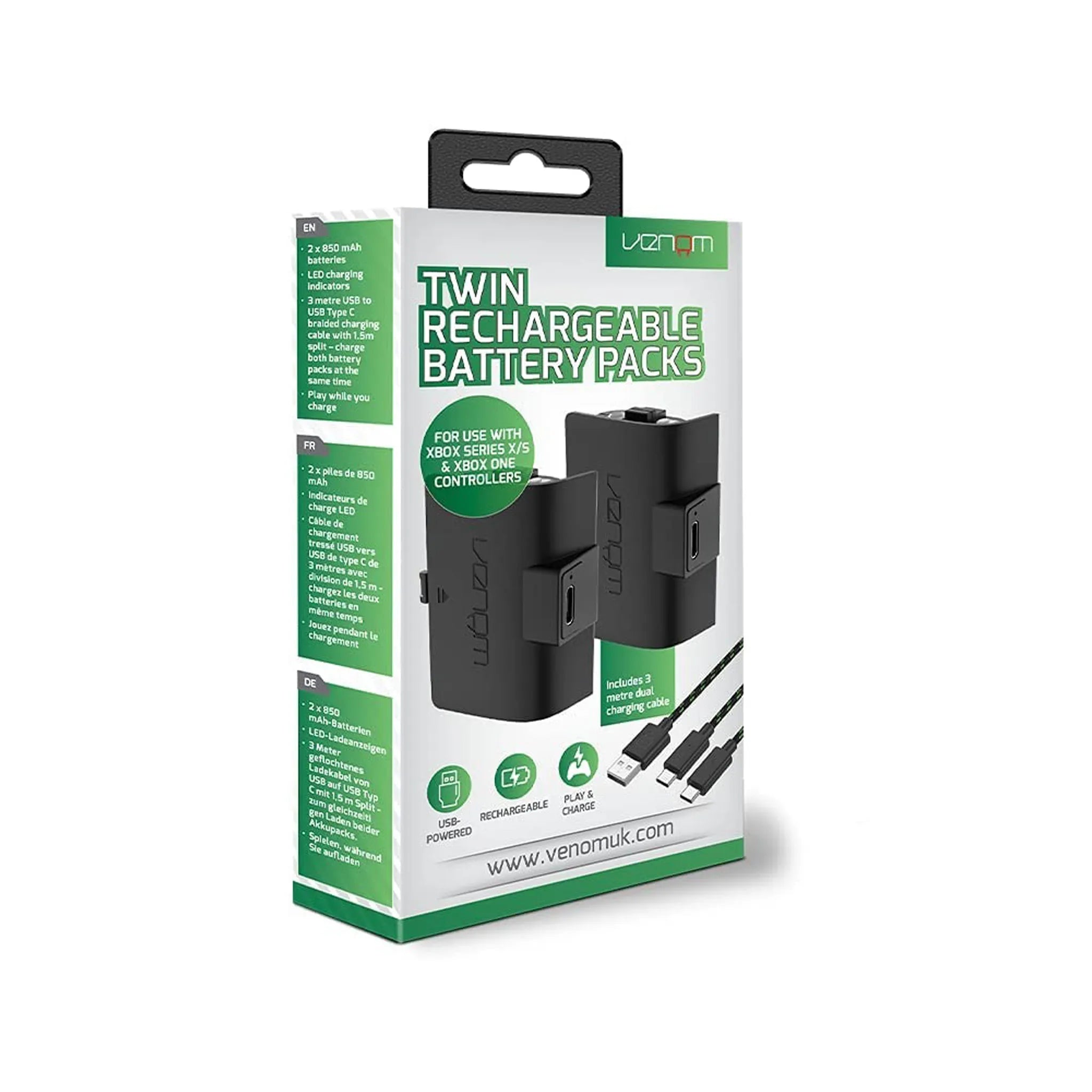 Pack 2 batteries rechargeables Venom Xbox Series XS et Xbox one