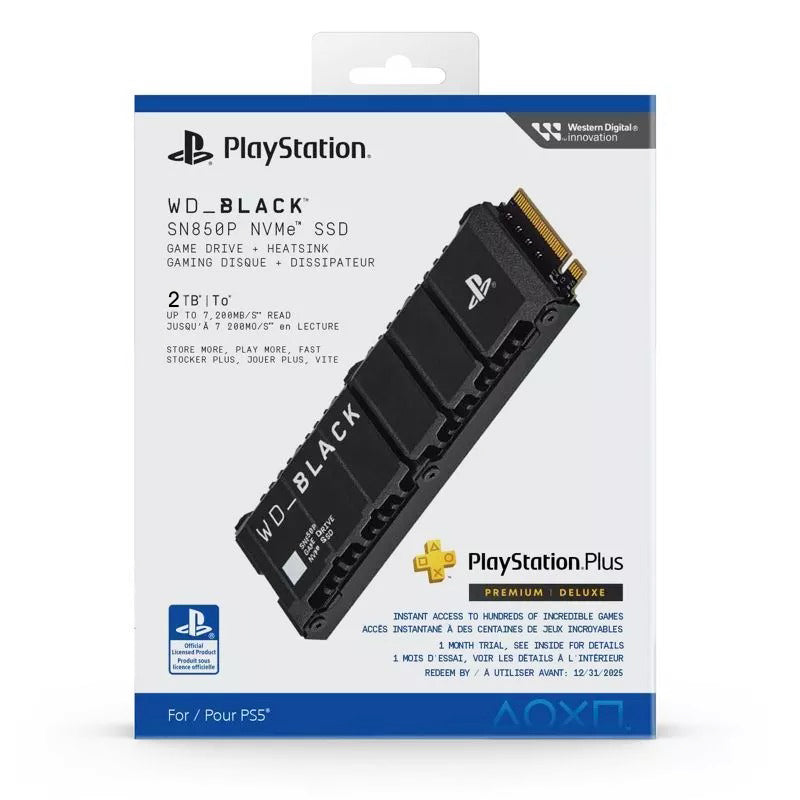 SSD 2 To WD_Black SN850P NVME Avec  Heatsink  PS5 + PlayStation Plus Premium 15 jours