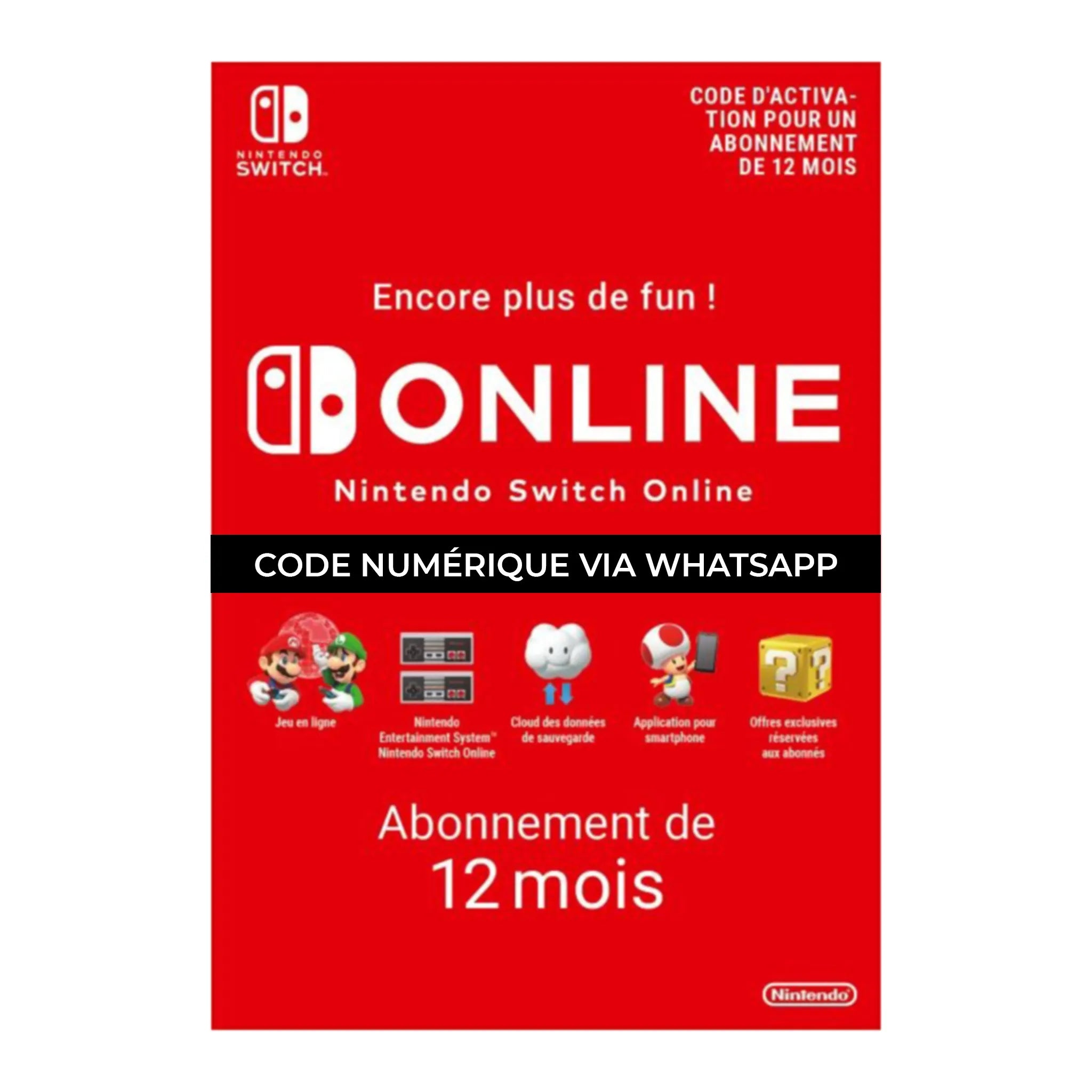 Code de téléchargement Nintendo Switch Online 12 mois d'abonnement