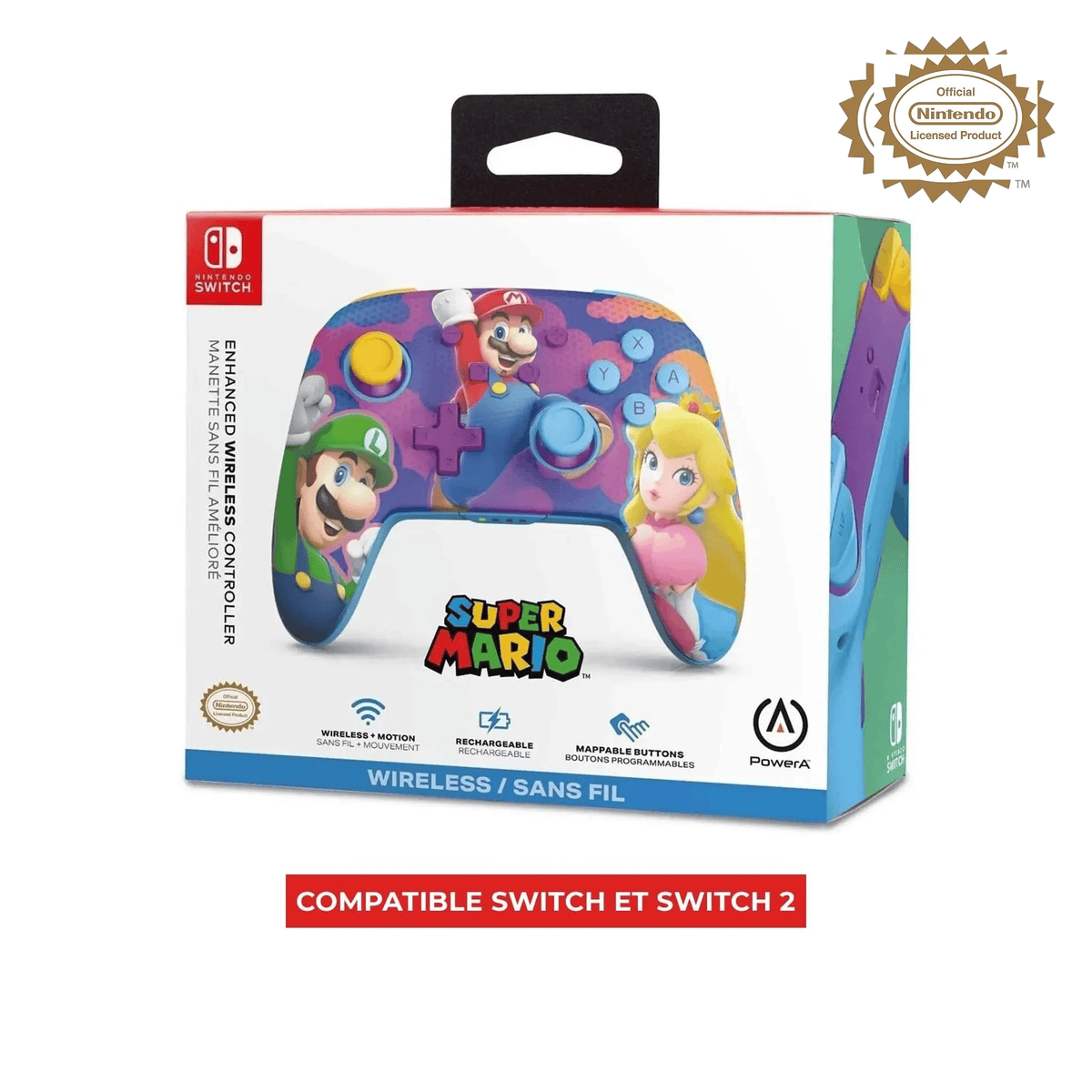 Manette Sans fil Super Mario - Color Splash Heroes compatible switch et switch 2