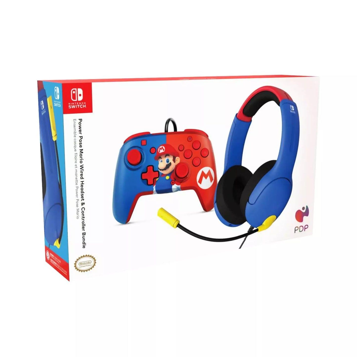 Pack Gaming Mario Pdp Manette filaire + Casque filaire pour Nintendo Switch