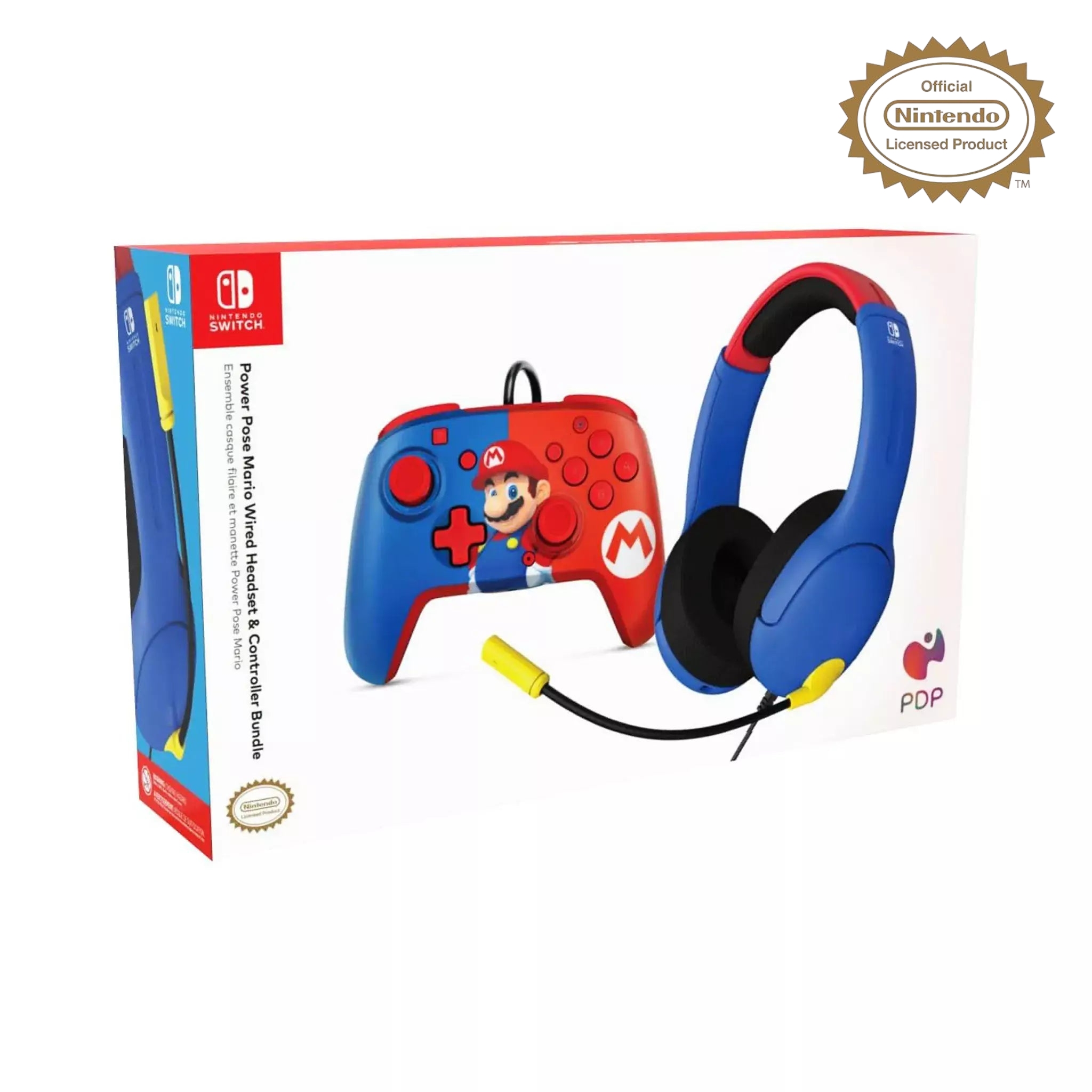 Pack Gaming Mario Manette filaire + Casque filaire pour Nintendo Switch