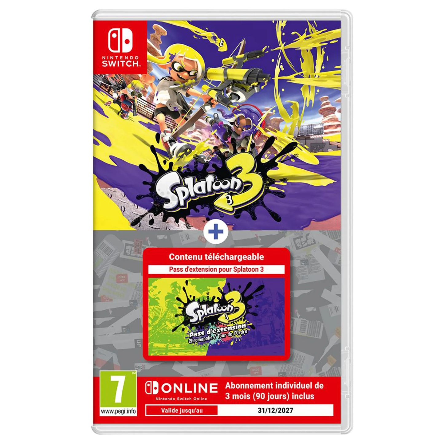 Splatoon 3 + Pass d'extension Code de téléchargement + 1 abonnement individuel de 3 mois Nintendo switch