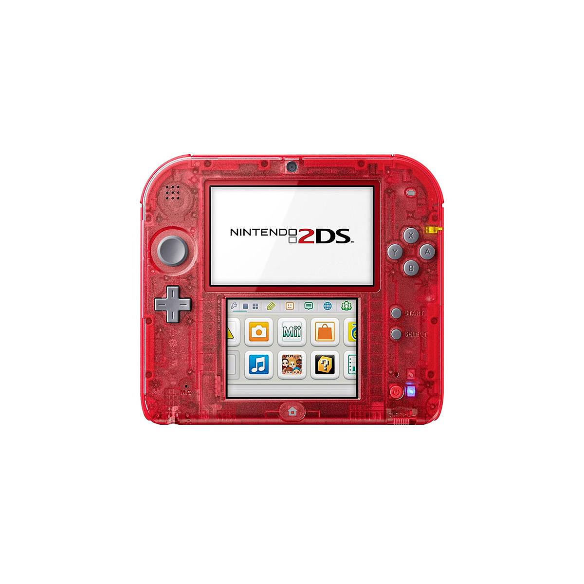 Nintendo 2DS Rouge Transparent - vue de face